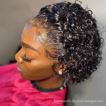 Perruque Brazilian Short Pixie Cut Curly Lace Front Wig For Black Women Human Hair Pixie Curls Closure Wig Tpart Pixie Wigs